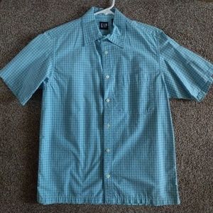 GAP Blue Short Sleeve Plaid Shirt Mens XS